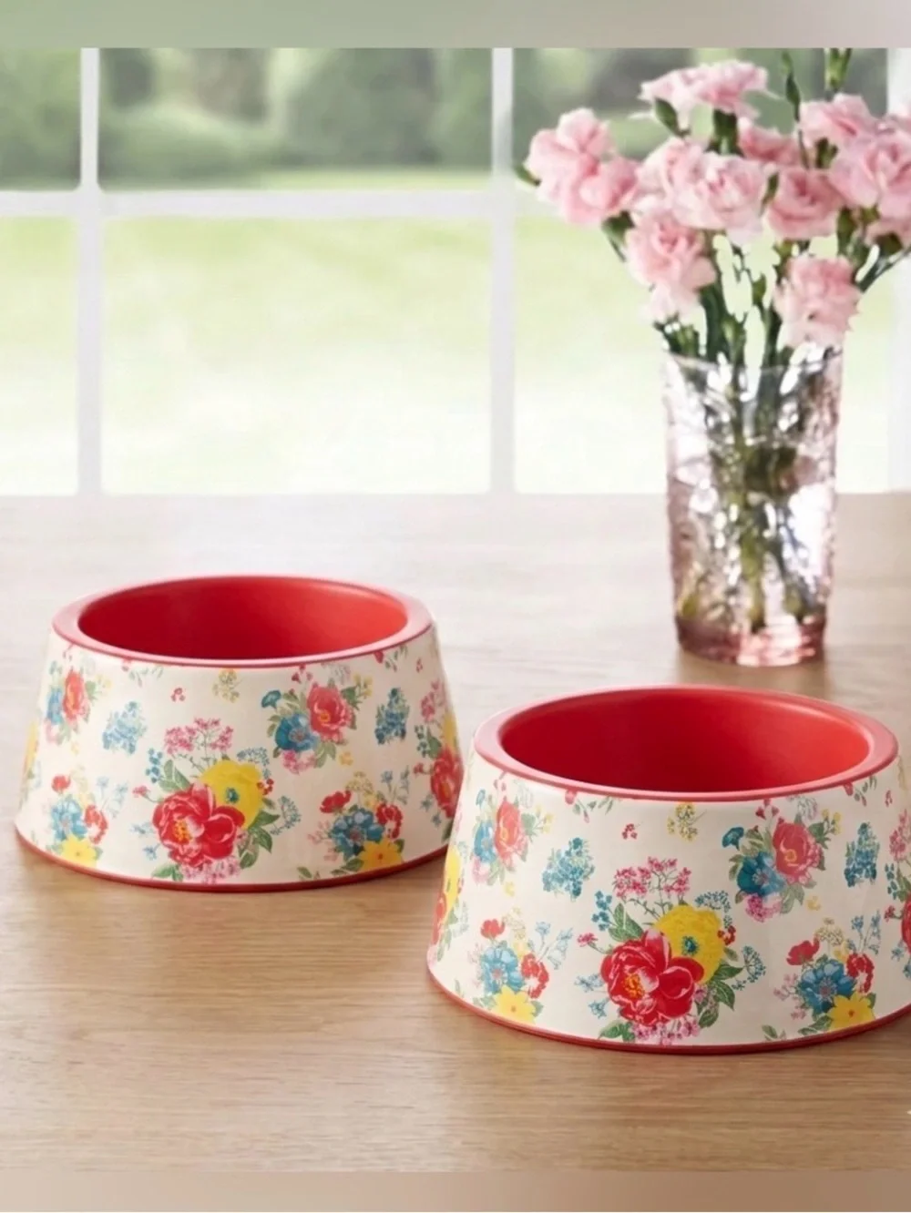 🌸 New Pioneer Woman Fancy Flourish 14 oz Pet Bowls, Qty 2